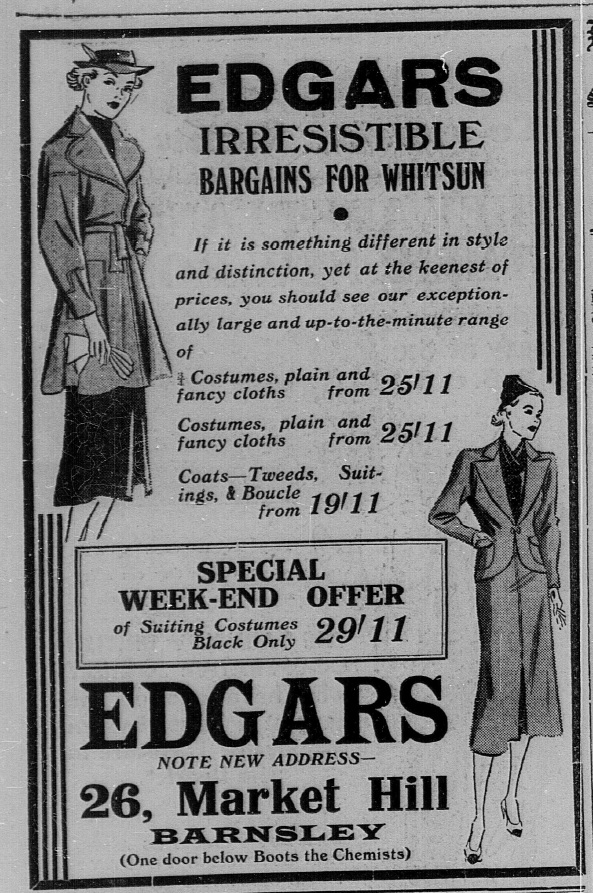 Advertisement for Edgars a clothes shop on Market Hill