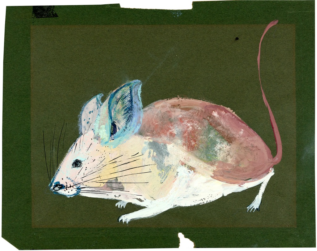 A mouse on a green background